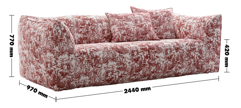 Bauhaus Fabric 3 Seater Sofa BAMBOLE Size Chart
