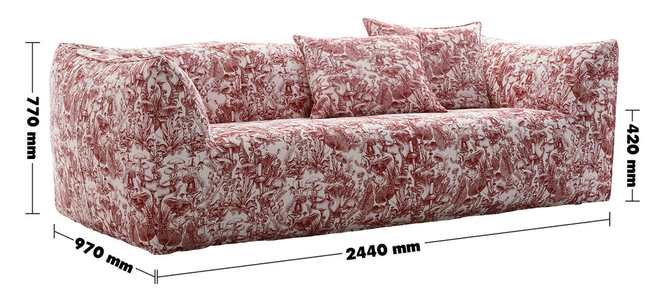 Bauhaus Fabric 3 Seater Sofa BAMBOLE Size Chart
