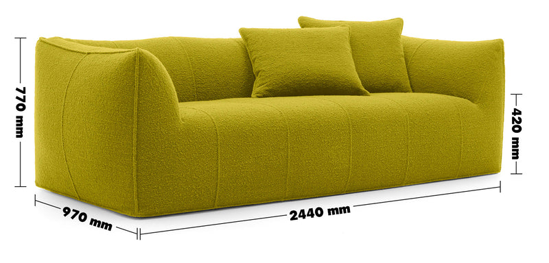 Bauhaus Fabric 3 Seater Sofa BRONTE Size Chart