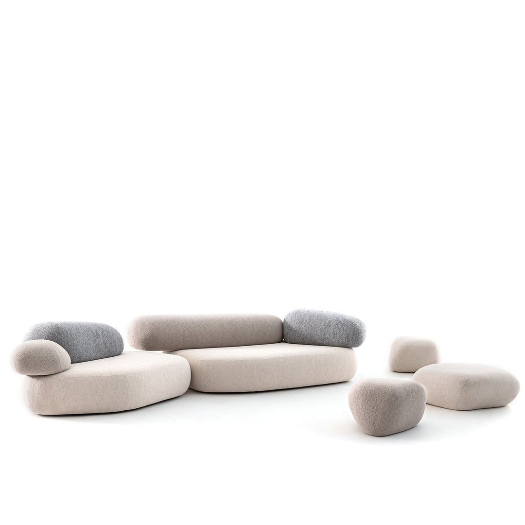 Contemporary fabric 4 seater sofa pebble in still life.