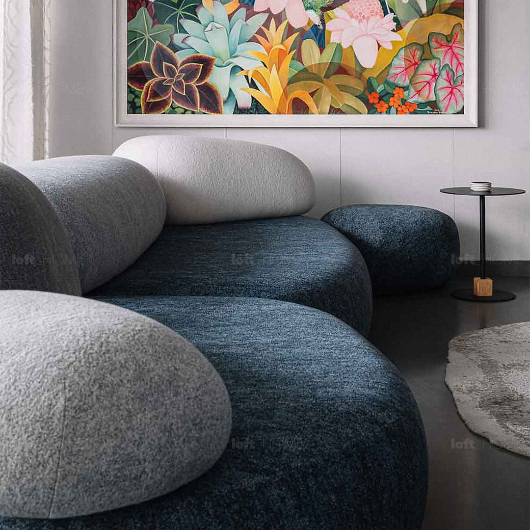Contemporary fabric 4 seater sofa pebble detail 9.