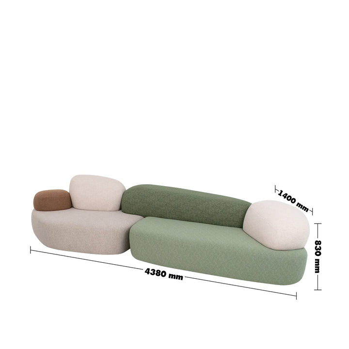 Contemporary fabric 4 seater sofa pebble size charts.