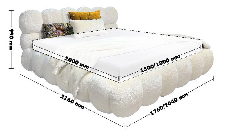 Cream Fabric Bed PANNACOTTA Size Chart