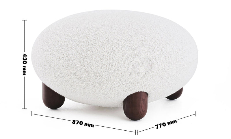 Cream Fabric Ottoman TEDDY Size Chart