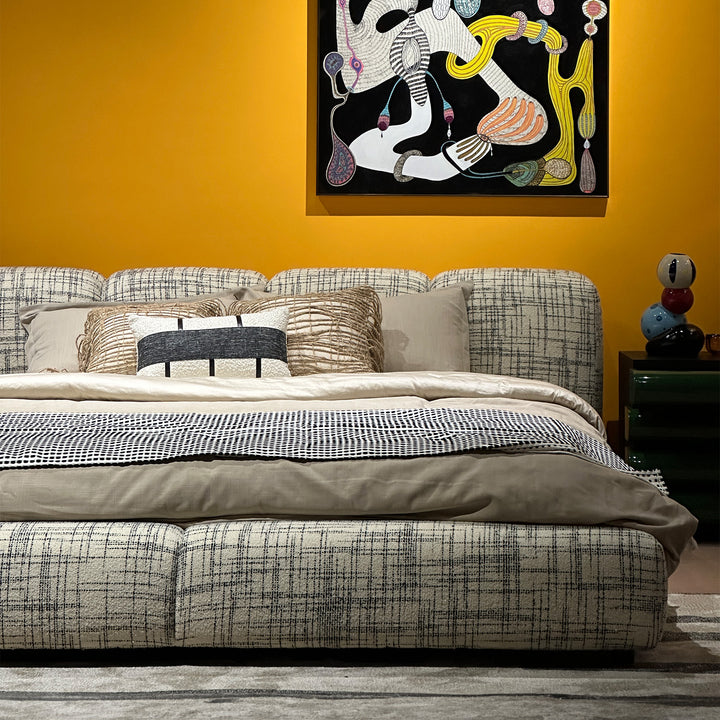 Contemporary mixed weave fabric bed jannik situational feels.