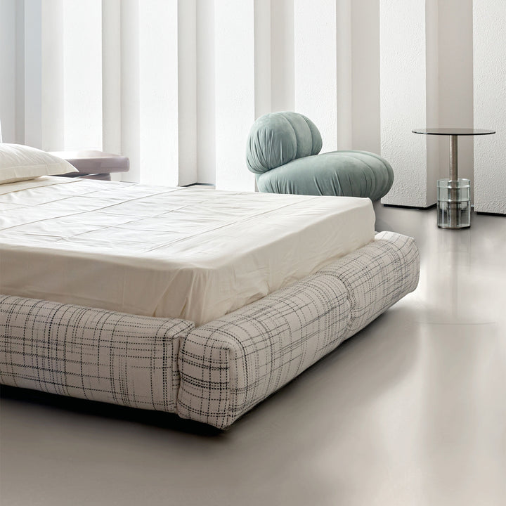 Contemporary mixed weave fabric bed jannik color swatches.