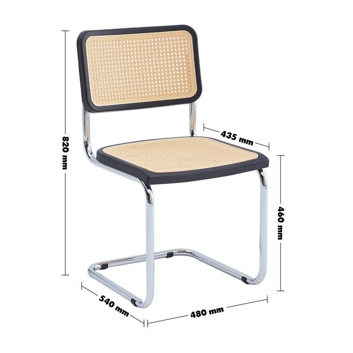 Contemporary plastic dining chair cesca in close up details.