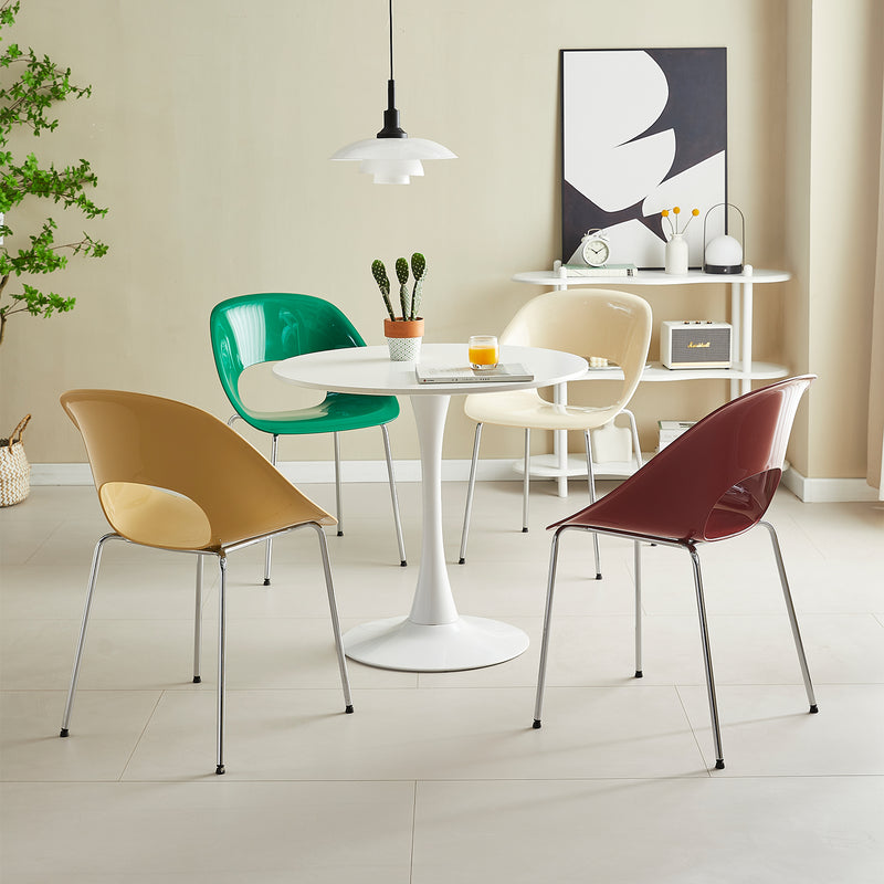 Contemporary plastic dining chair flash detail 1.