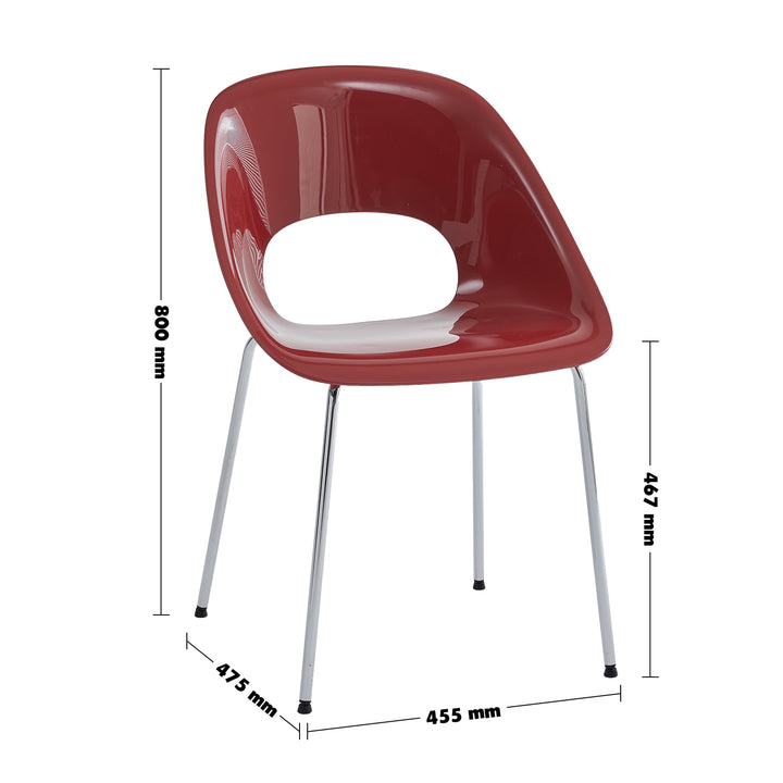 Contemporary plastic dining chair flash in panoramic view.