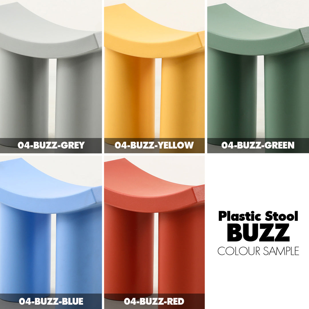 Contemporary plastic dining stool buzz color swatches.