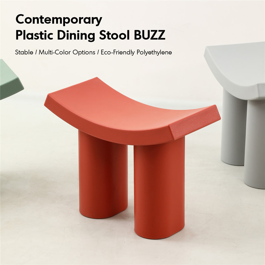 Contemporary plastic dining stool buzz material variants.