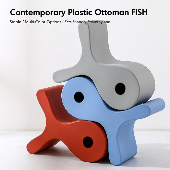 Contemporary plastic ottoman fish material variants.