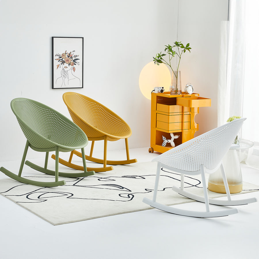 Contemporary plastic rocking chair 1 seater sofa europa in real life style.