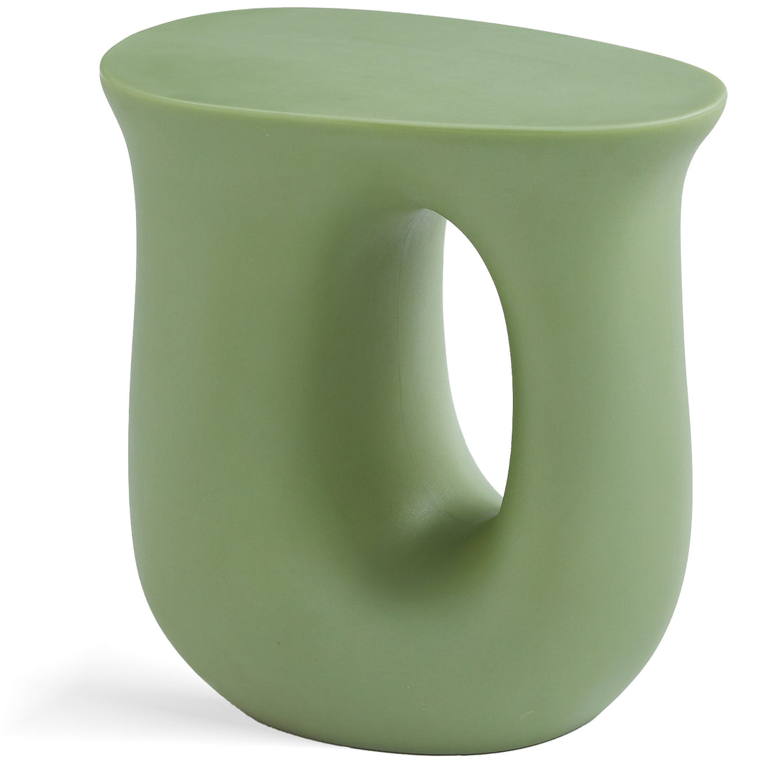 Contemporary plastic side table pulse in details.