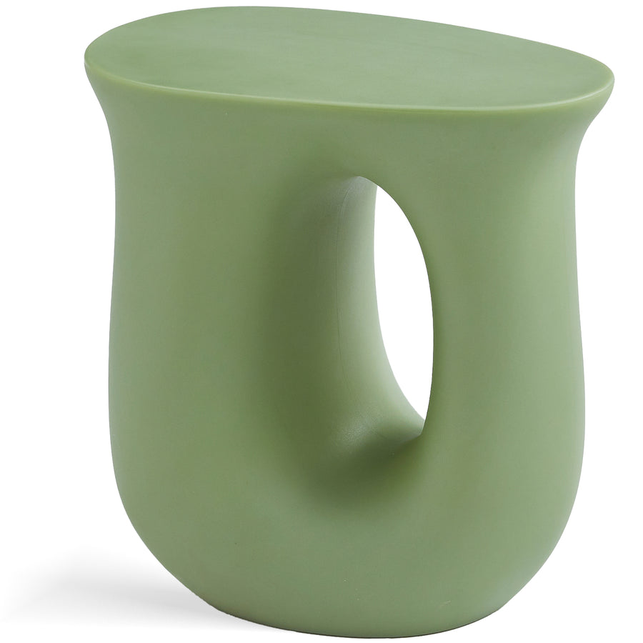 Contemporary plastic side table pulse in details.