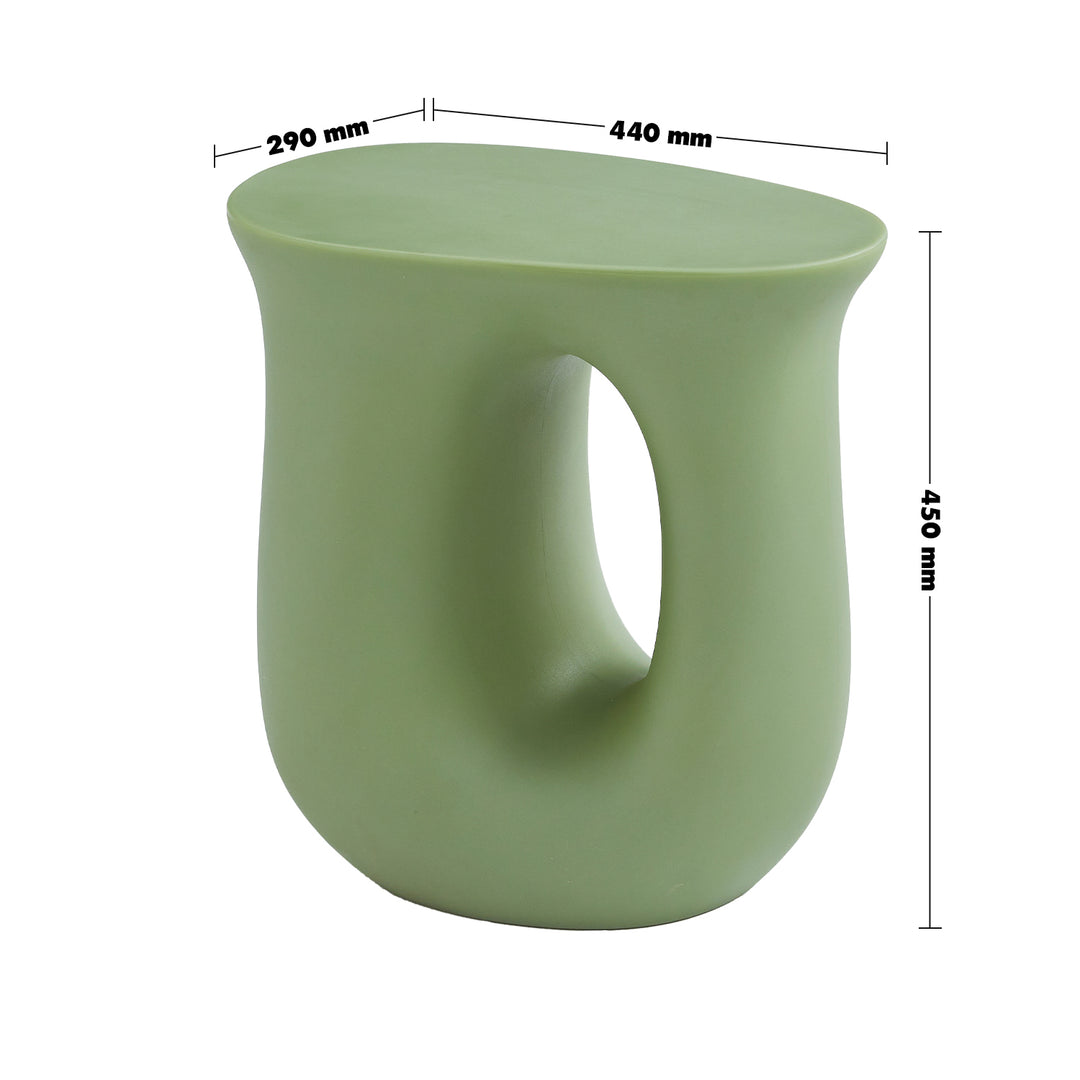 Contemporary plastic side table pulse in panoramic view.