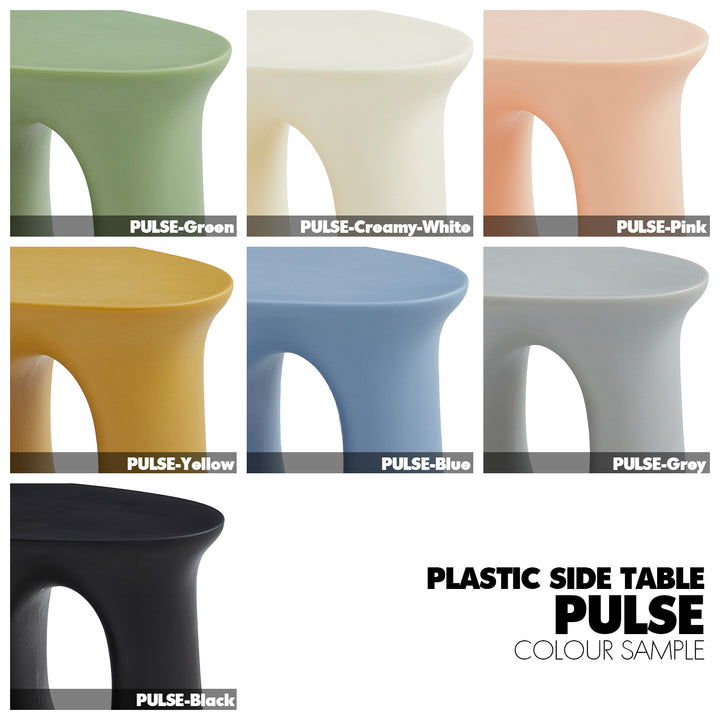 Contemporary plastic side table pulse in still life.