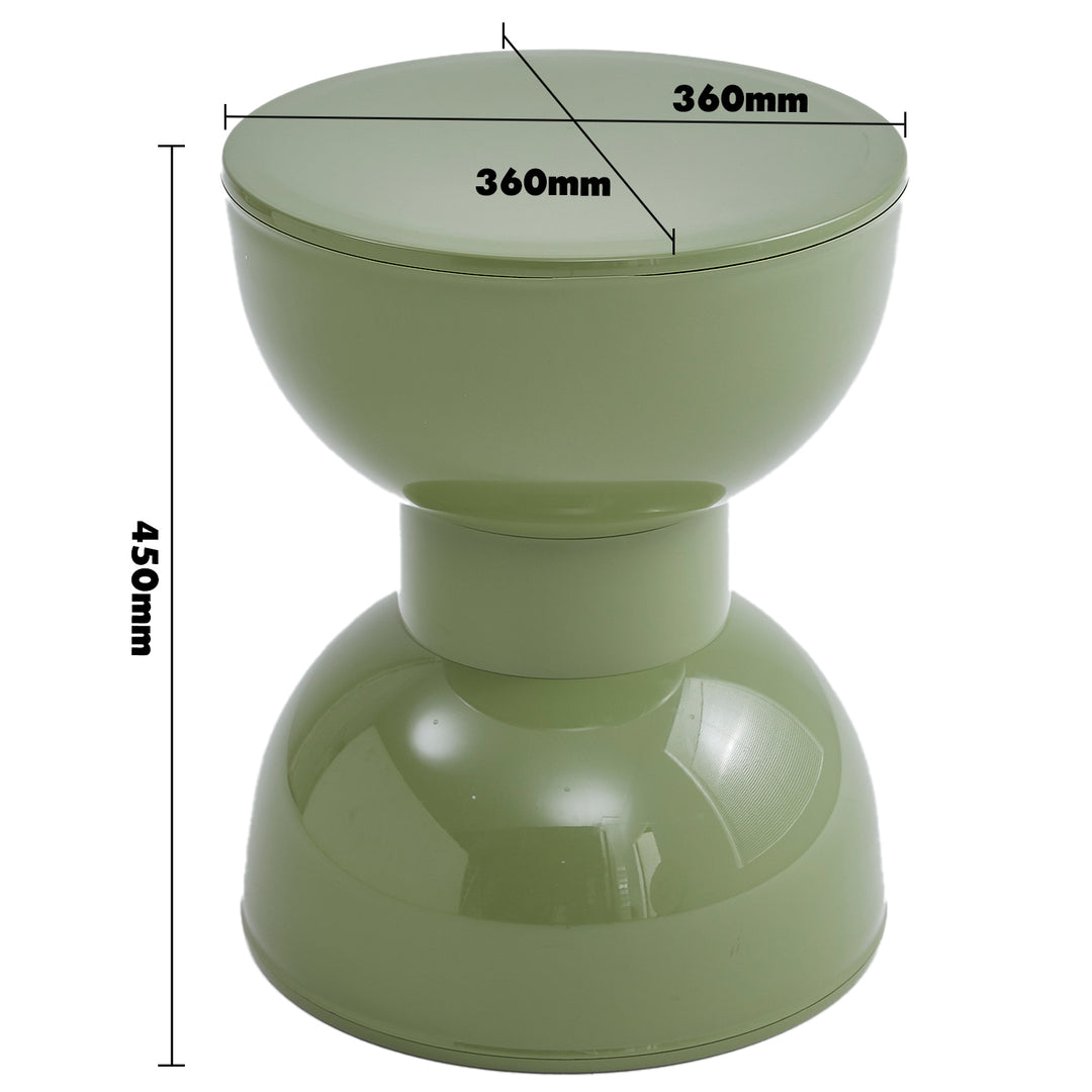 Contemporary plastic side table roller size charts.