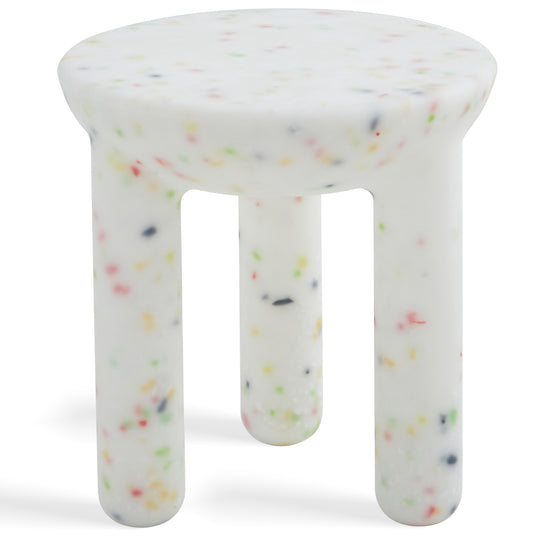 Contemporary plastic side table snap in white background.