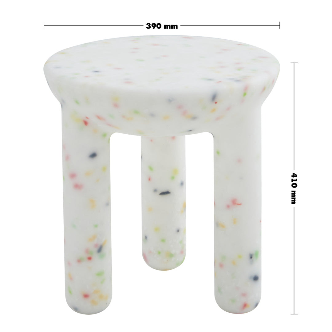 Contemporary plastic side table snap in details.