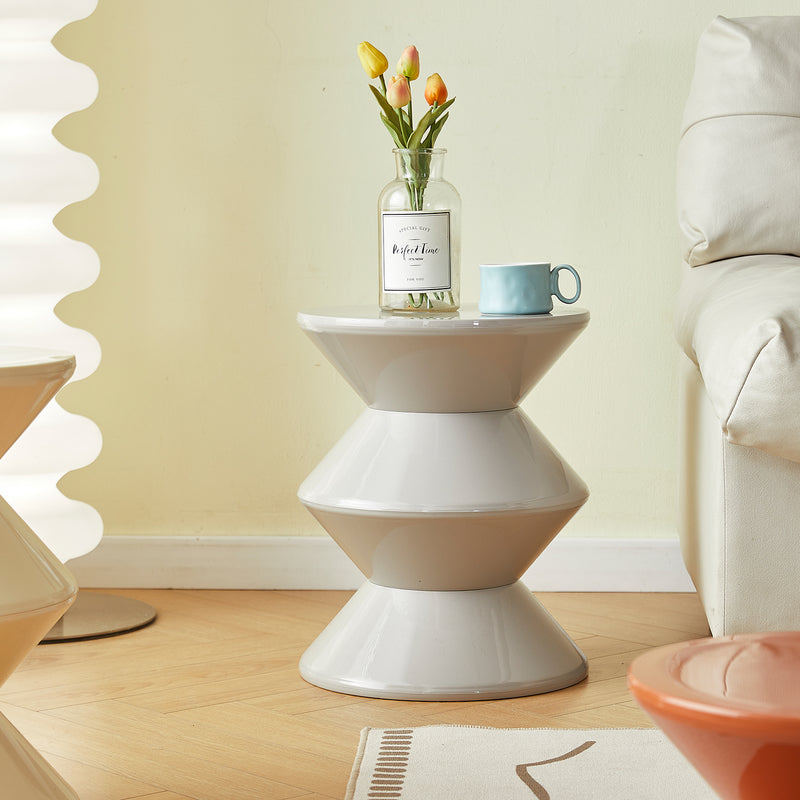 Contemporary plastic side table zest layered structure.