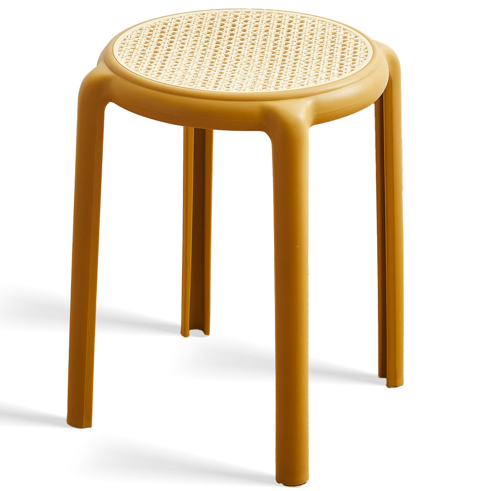 Contemporary plastic stackable dining stool cesca in panoramic view.