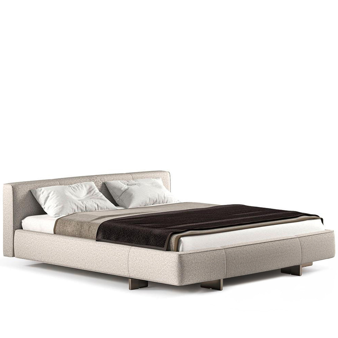 Contemporary sherpa fabric bed yves in white background.