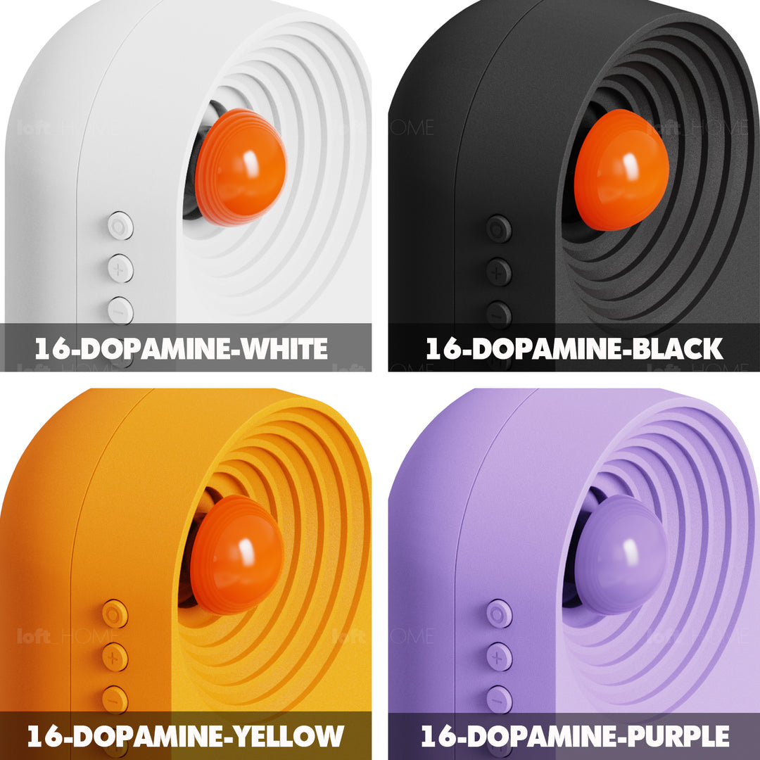 Contemporary white noise bluetooth speaker dopamine color swatches.