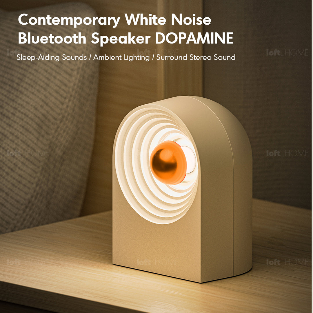 Contemporary white noise bluetooth speaker dopamine material variants.