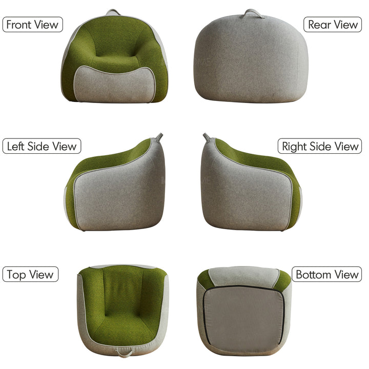 Contemporary wool fabric kids 1 seater sofa avocado detail 4.