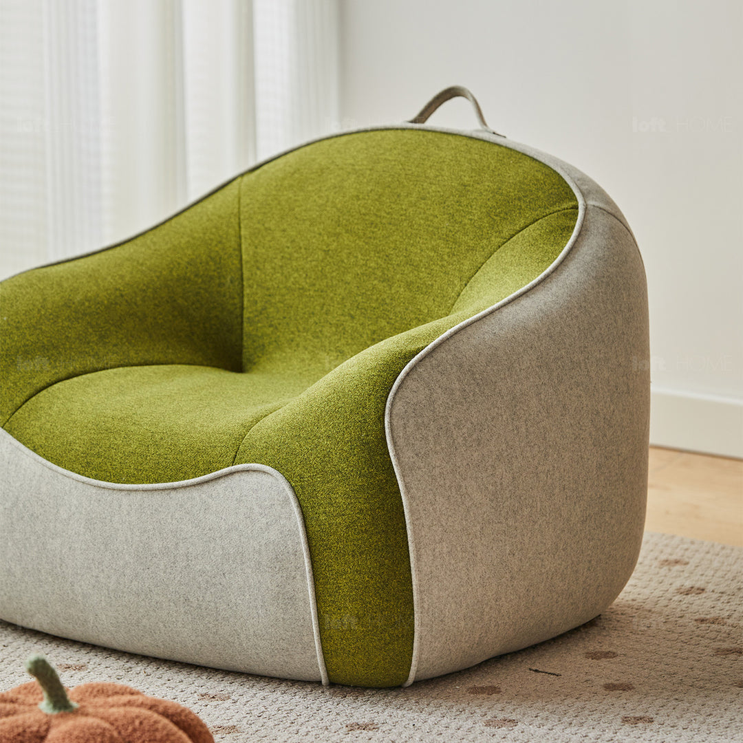 Contemporary wool fabric kids 1 seater sofa avocado detail 8.