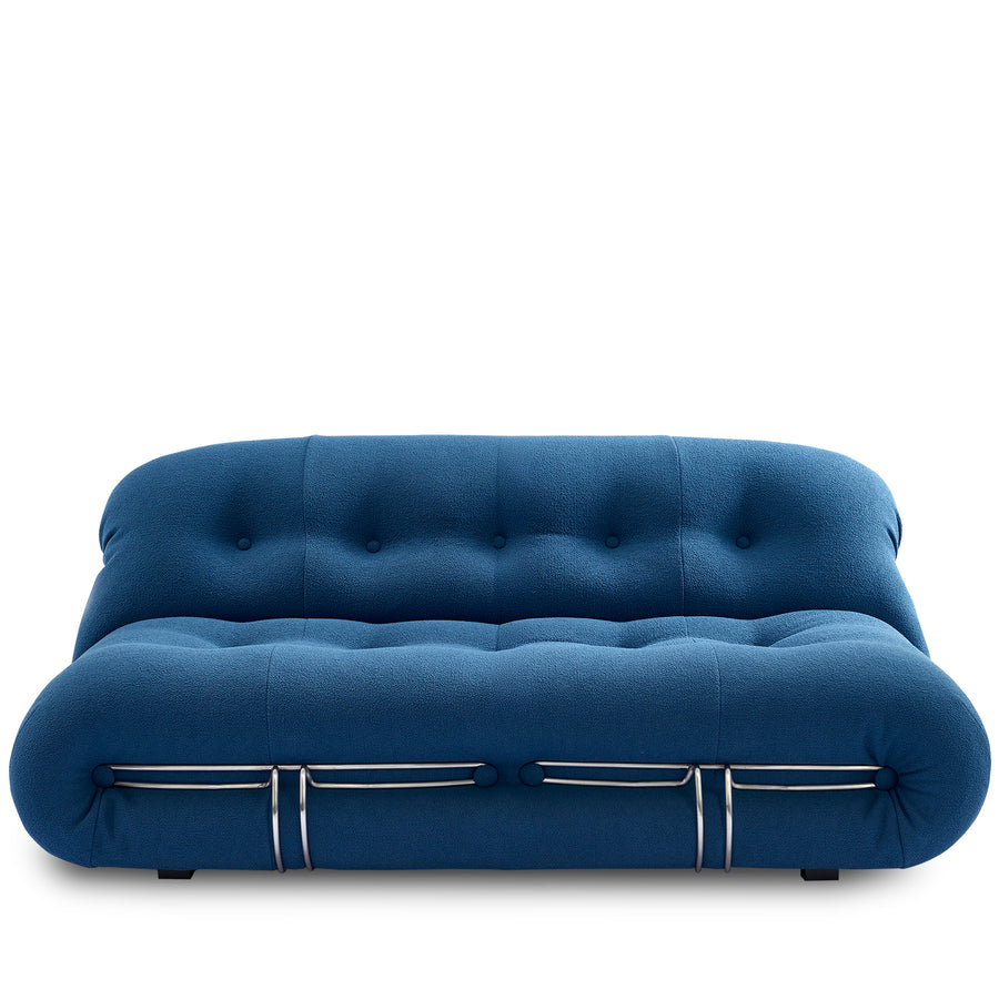 Contemporary boucle fabric 2 seater sofa soriana in white background.