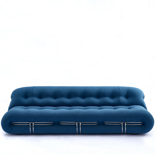 Contemporary boucle fabric 3 seater sofa soriana in white background.