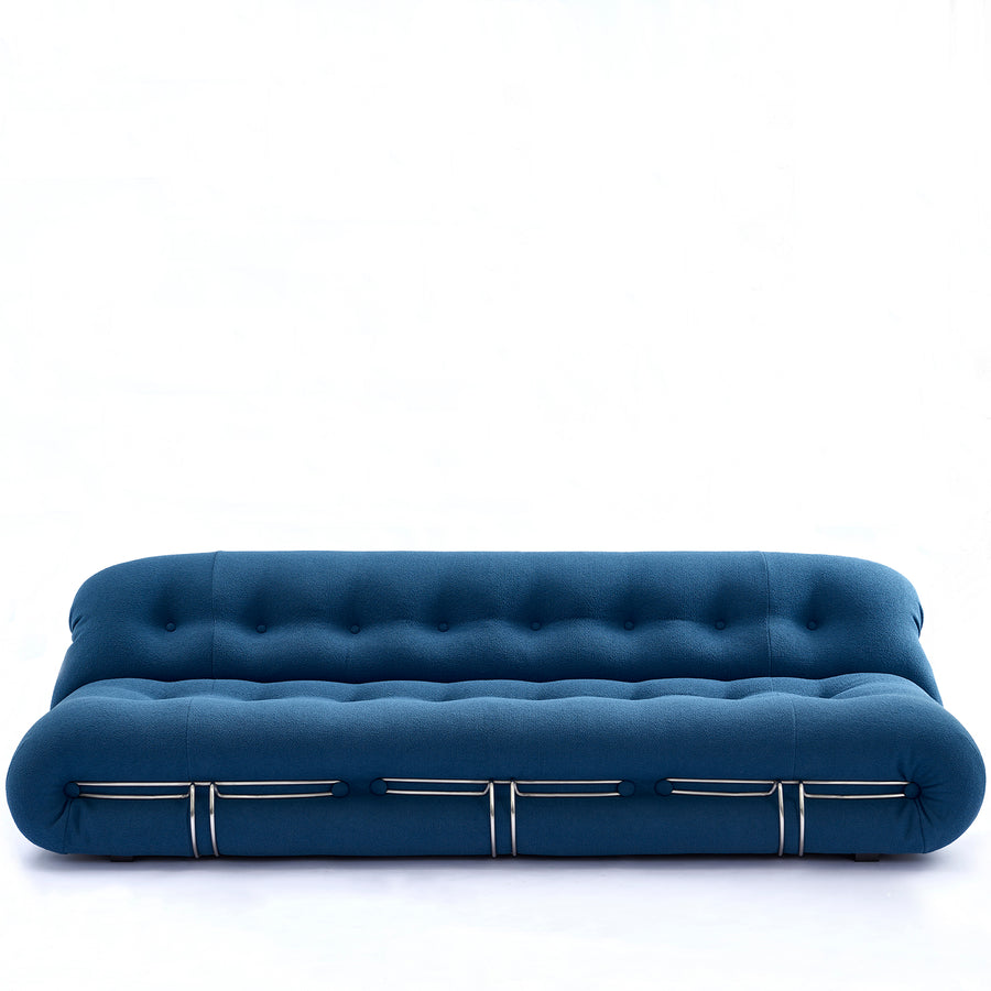 Contemporary boucle fabric 3 seater sofa soriana in white background.