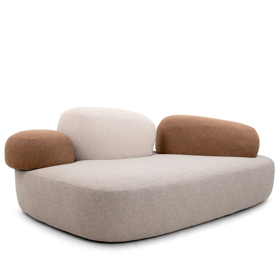 Contemporary fabric 3 seater sofa pebble in white background.