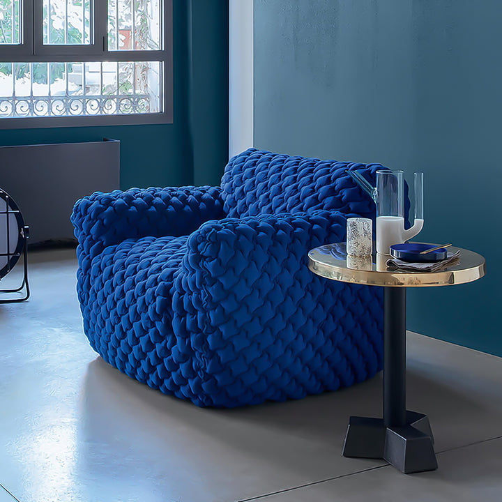 Contemporary mix weave fabric 1 seater sofa nuvola in still life.