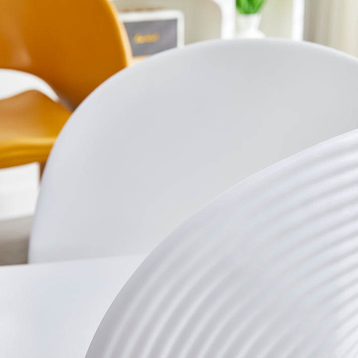 Contemporary plastic dining chair flip conceptual design.