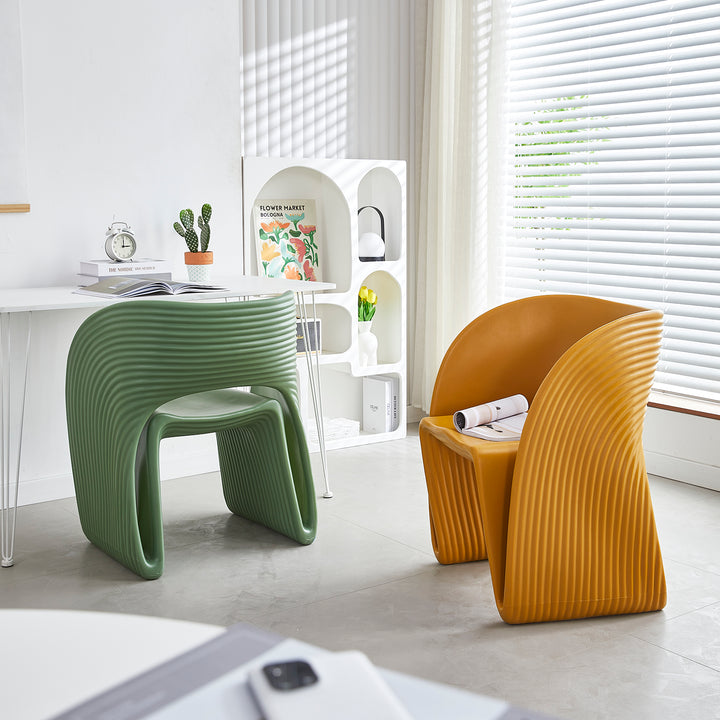 Contemporary plastic dining chair flip detail 4.