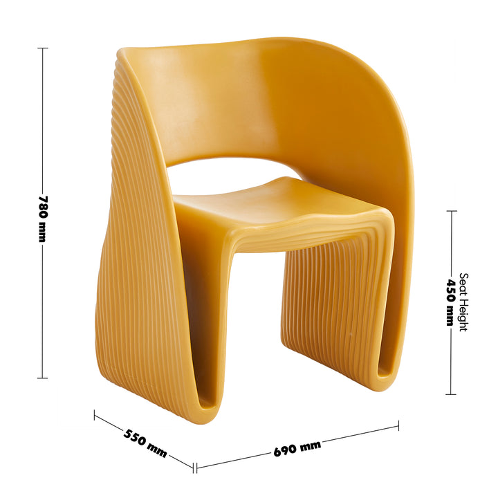 Contemporary plastic dining chair flip size charts.