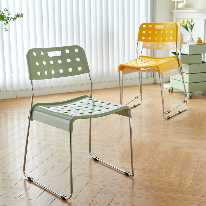 Contemporary plastic dining chair omkstak primary product view.