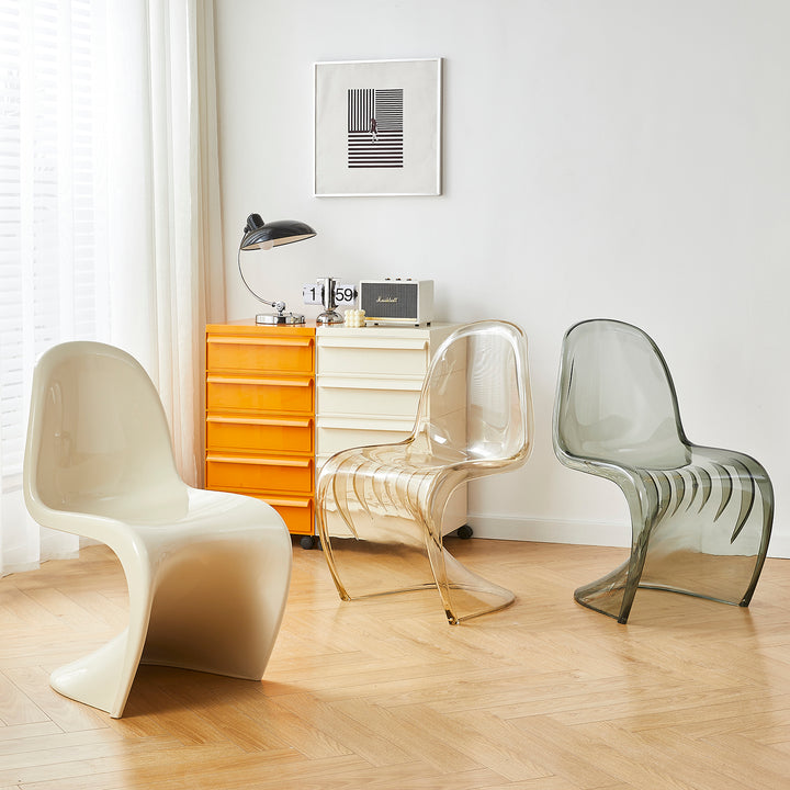 Contemporary plastic dining chair panton in real life style.