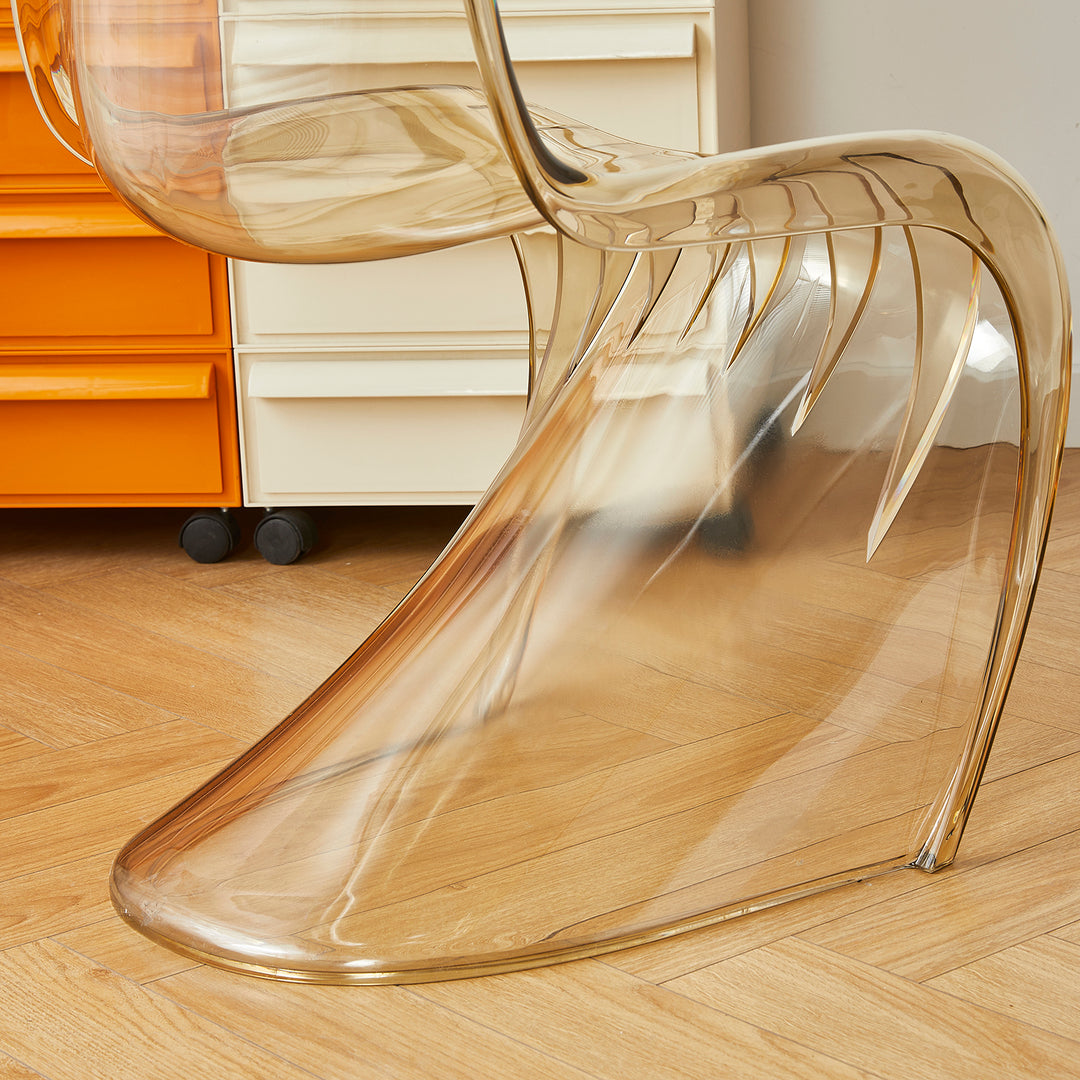 Contemporary plastic dining chair panton layered structure.