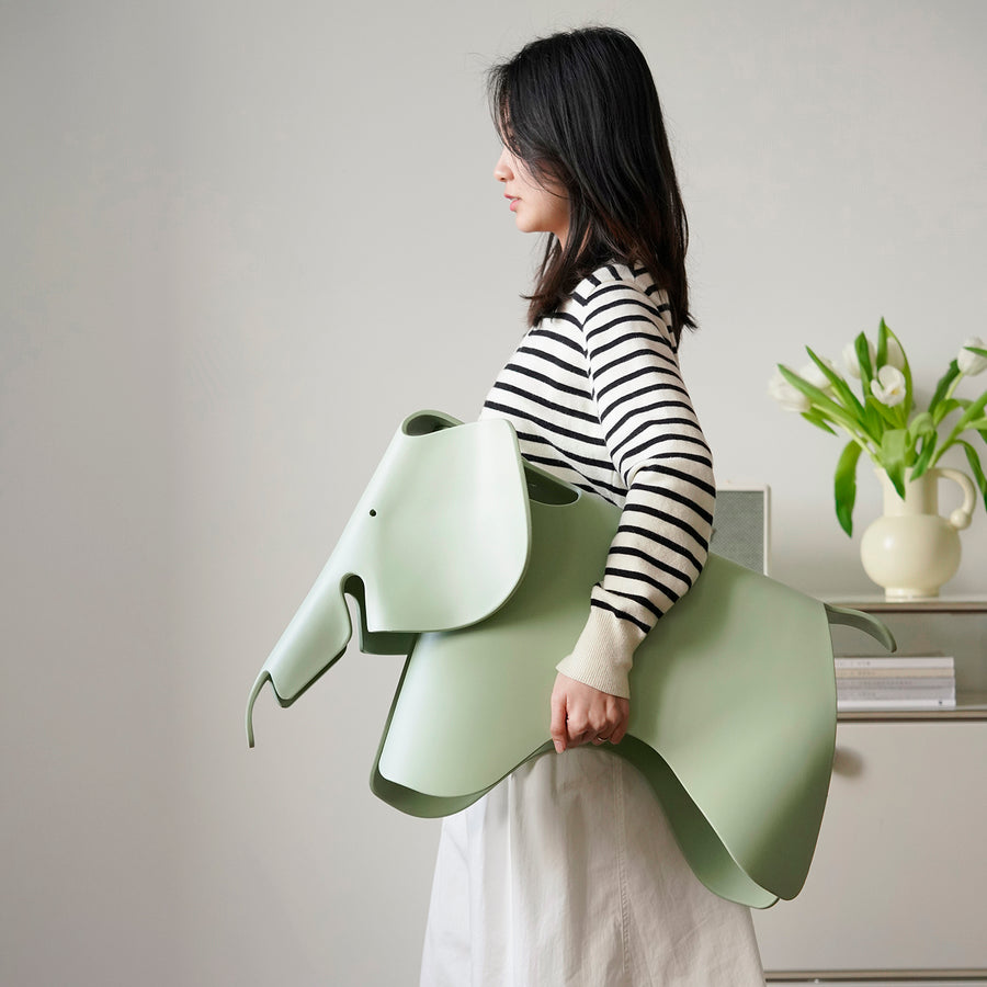 Contemporary plastic ottoman eli primary product view.