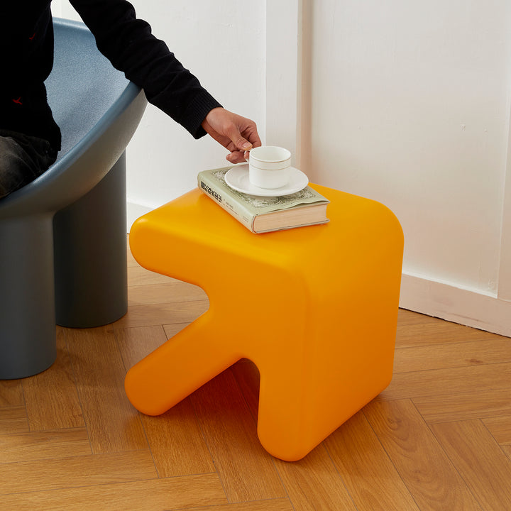 Contemporary plastic stool side table arrow conceptual design.