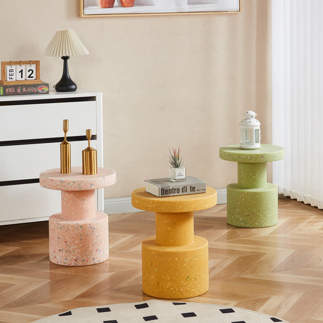 Contemporary plastic stool side table pixel in panoramic view.
