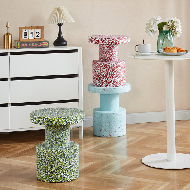Contemporary plastic stool side table pixel conceptual design.