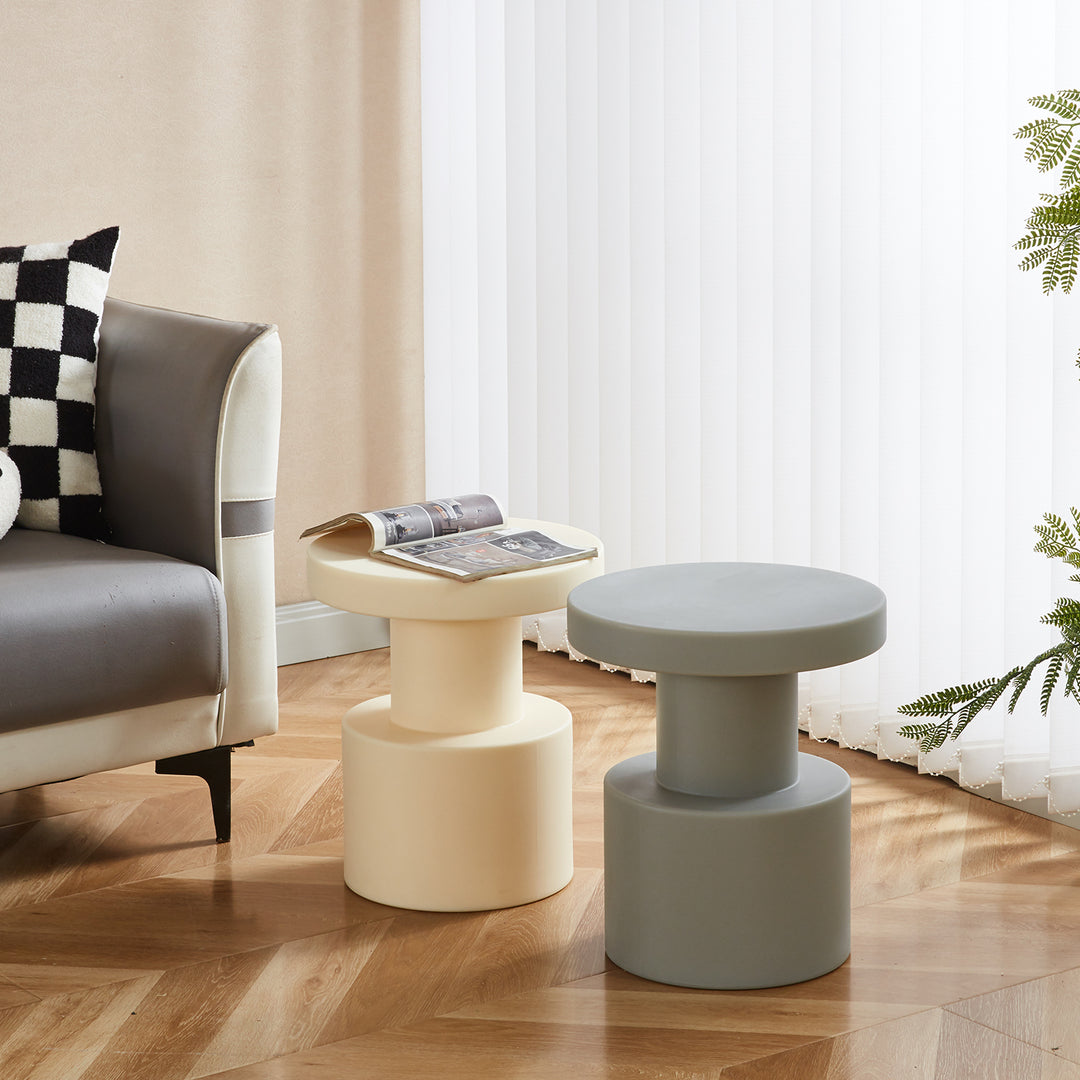 Contemporary plastic stool side table pixel layered structure.