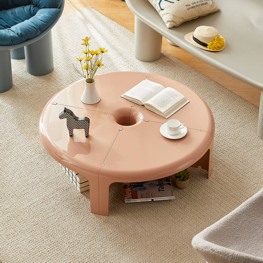 Contemporary plastic transformable coffee table domut primary product view.