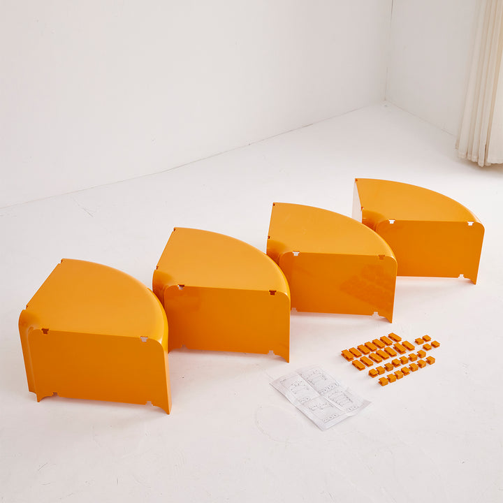 Contemporary plastic transformable coffee table domut in real life style.