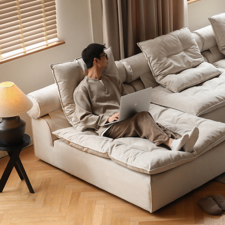 Contemporary suede fabric modular l shape sectional sofa 2+l bloom detail 2.